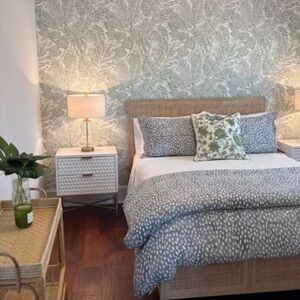 Ballard Designs Thandie Watercolor Queen/Full Linen Duvet Cover